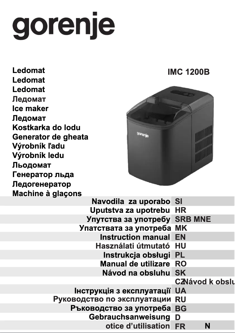Page n°1 - Manuel utilisateur Gorenje IMC1200B