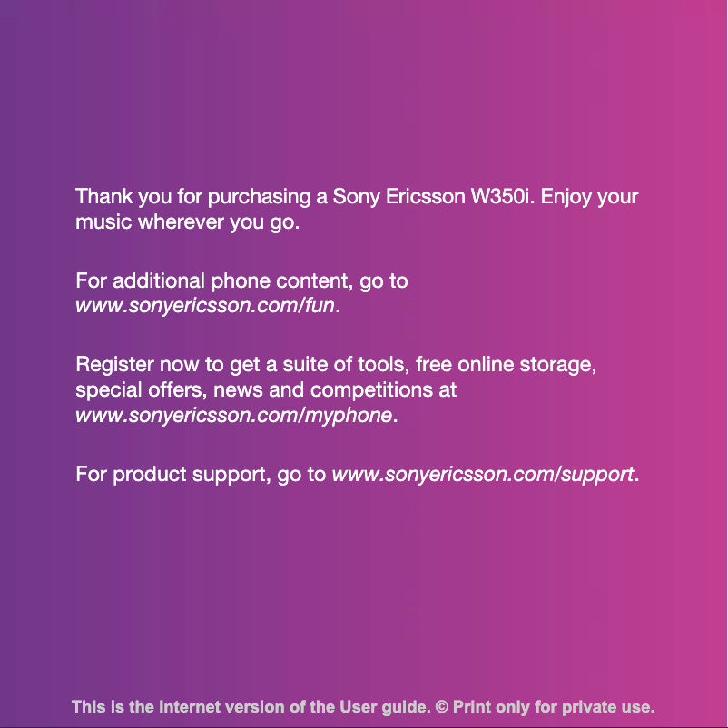 Page 1 de la notice Manuel utilisateur Sony Ericsson W350i