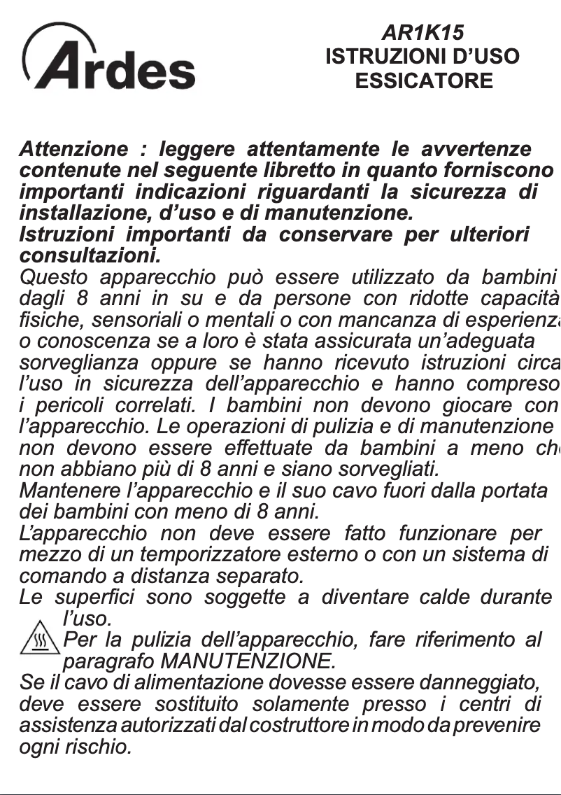 Page 1 de la notice Instructions / montage Ardes AR1K15