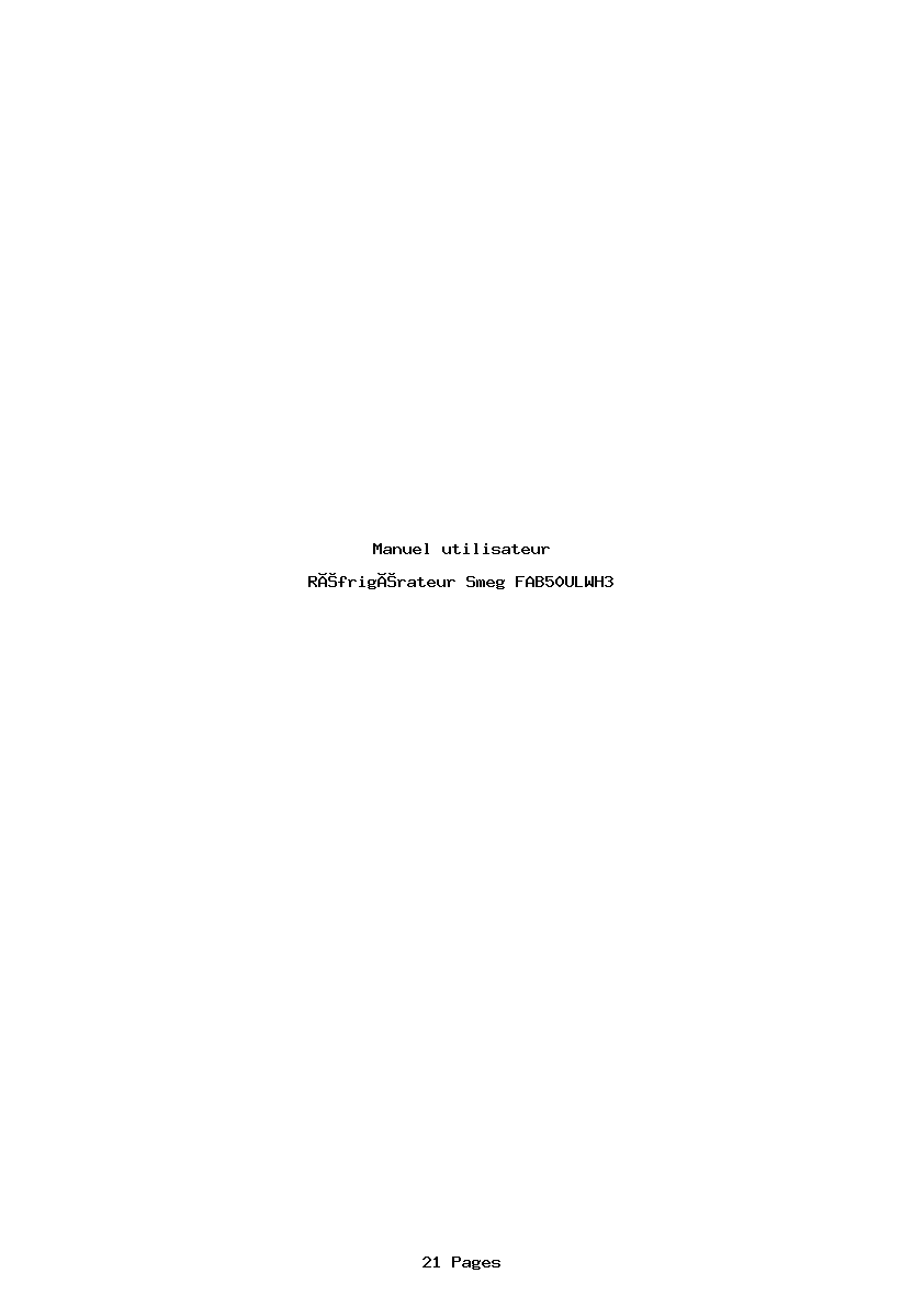Page 1 de la notice Manuel utilisateur Smeg FAB50ULWH3