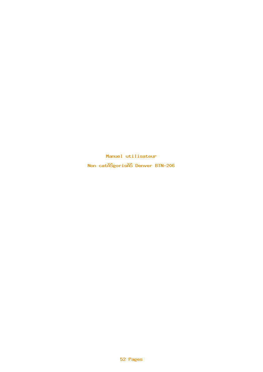 Page 1 de la notice Manuel utilisateur Denver BTN-206