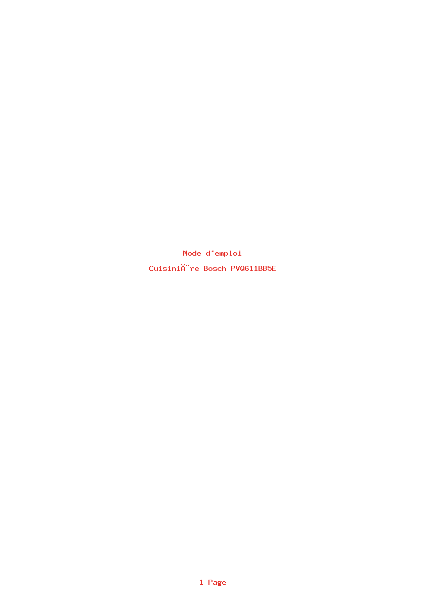 Page 1 de la notice Mode d'emploi Bosch PVQ611BB5E