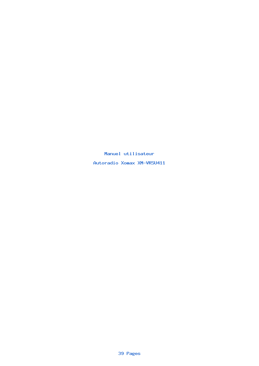 Page 1 de la notice Manuel utilisateur Xomax XM-VRSU411