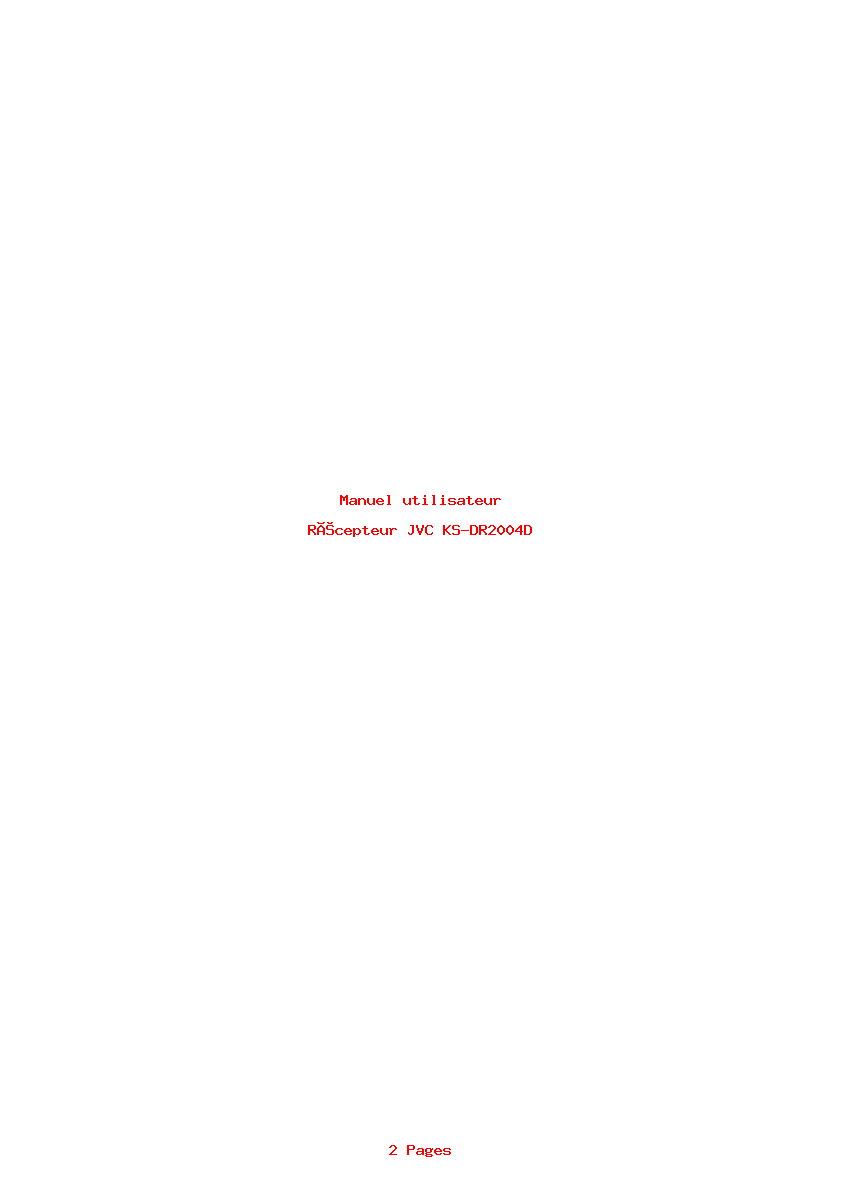 Page 1 de la notice Manuel utilisateur JVC KS-DR2004D