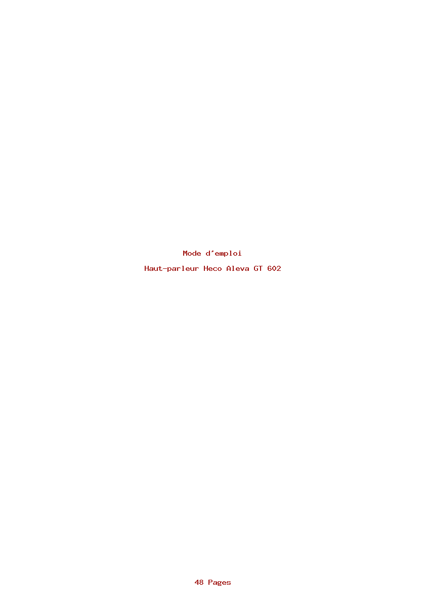 Page 1 de la notice Mode d'emploi Heco Aleva GT 602