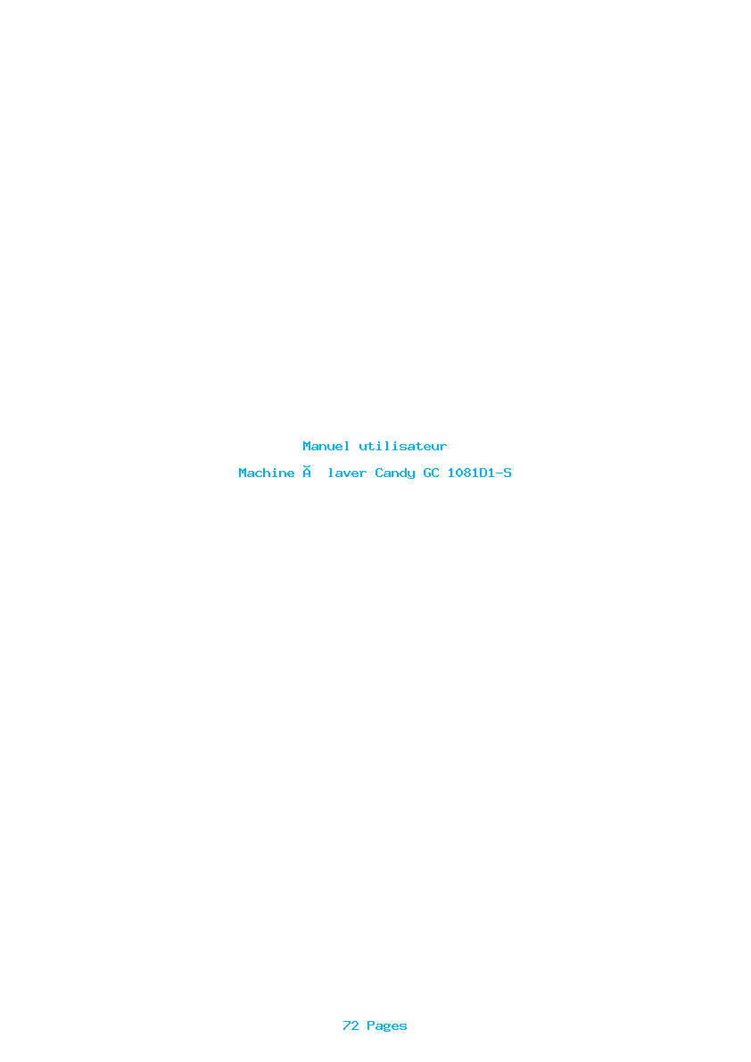 Page 1 de la notice Manuel utilisateur Candy GC 1081D1-S