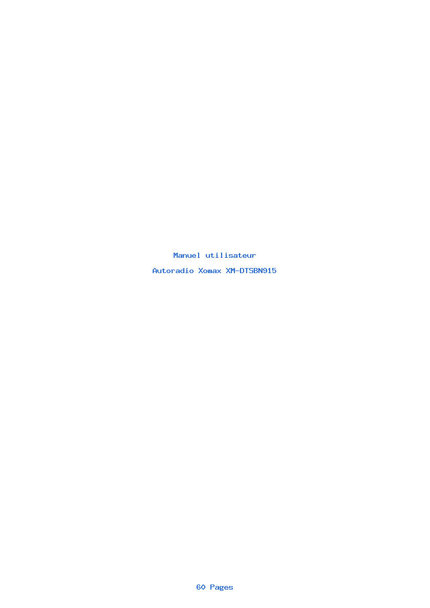 Page 1 de la notice Manuel utilisateur Xomax XM-DTSBN915
