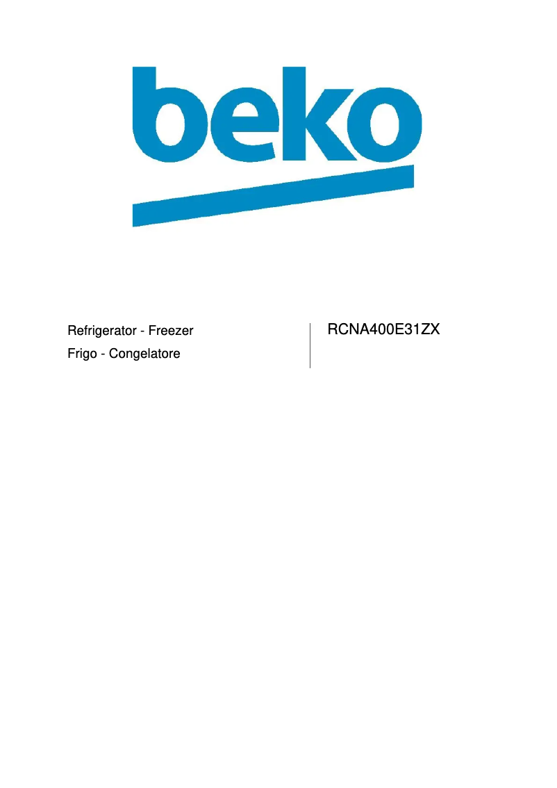 Page 1 de la notice Manuel utilisateur Beko RCNA400E31ZX