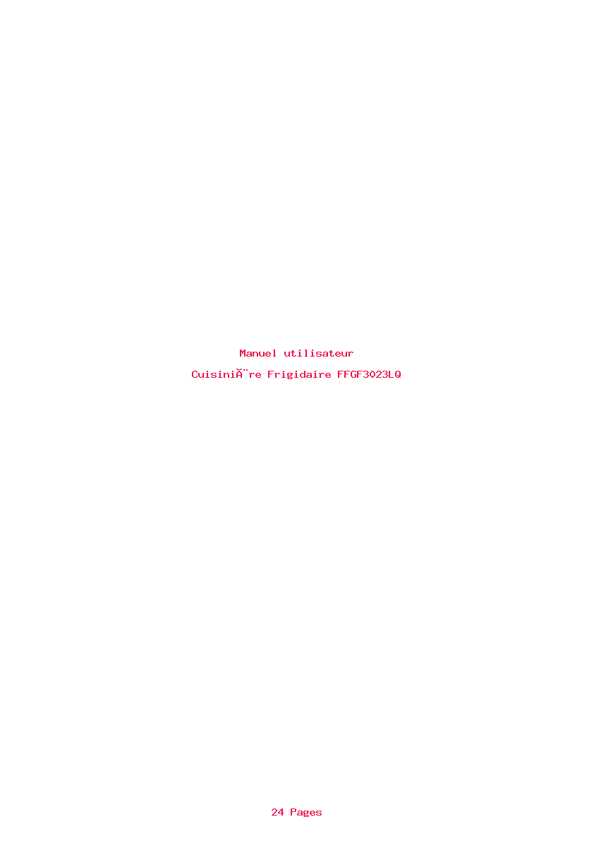 Page 1 de la notice Manuel utilisateur Frigidaire FFGF3023LQ