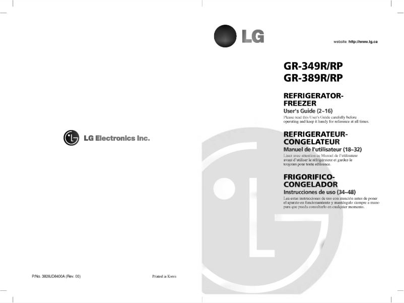 Page 1 de la notice Manuel utilisateur LG GC-389SQF