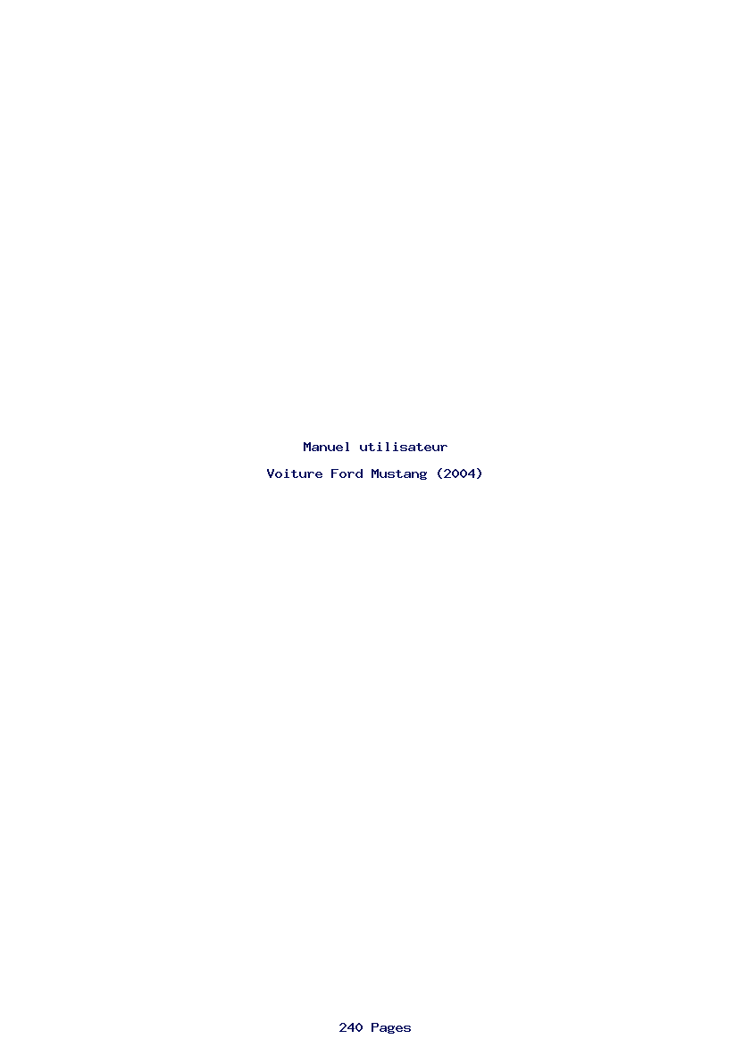Page 1 de la notice Manuel utilisateur Ford Mustang (2004)