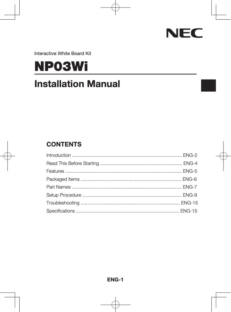 Página 1 del manual Manual de usuario NEC NP03Wi