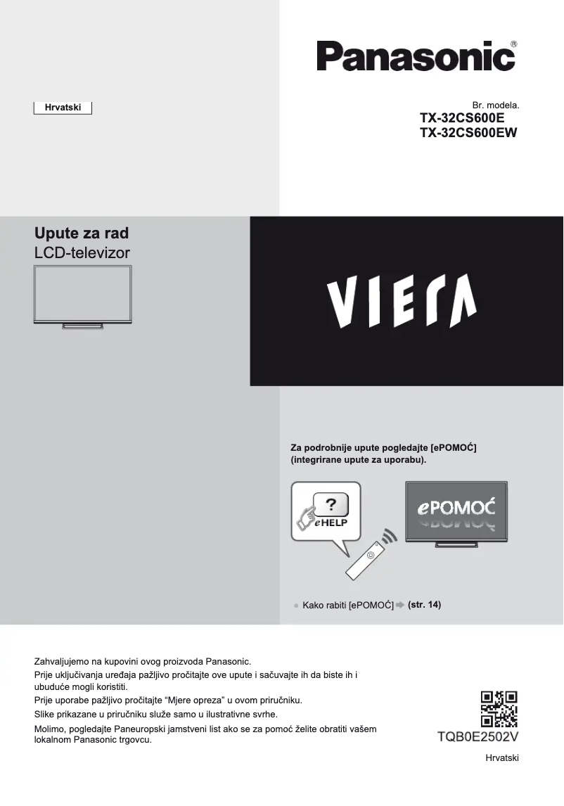 Page 1 of the manual User Manual Panasonic Viera TX-32CS600E