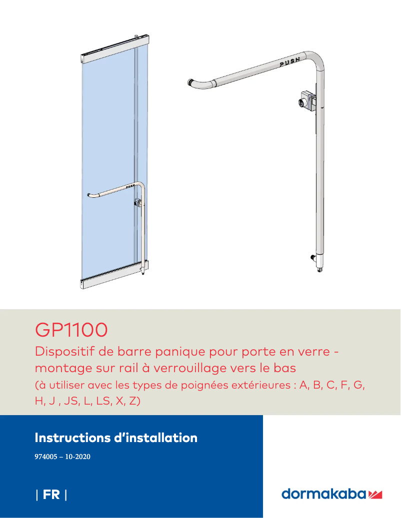 Page 1 de la notice Manuel utilisateur Dormakaba GP1100