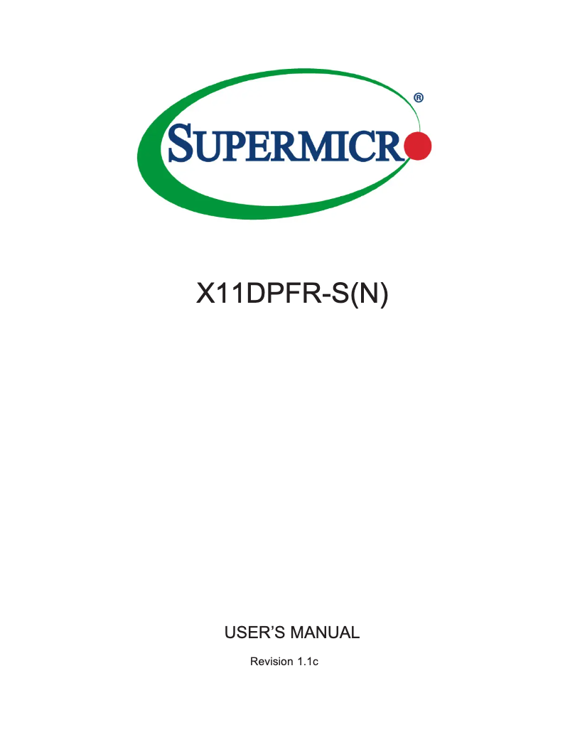 Page 1 de la notice Manuel utilisateur Supermicro X11DPFR-SN