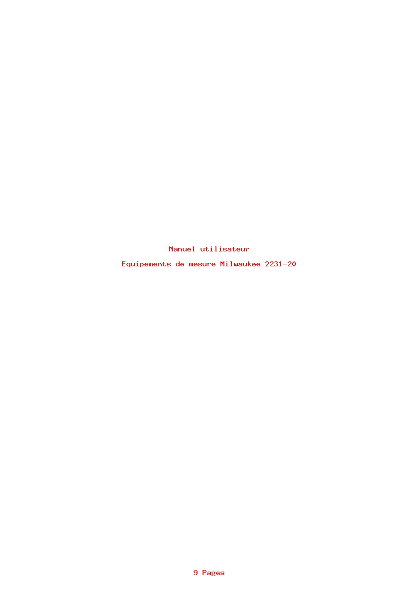 Page 1 de la notice Manuel utilisateur Milwaukee 2231-20