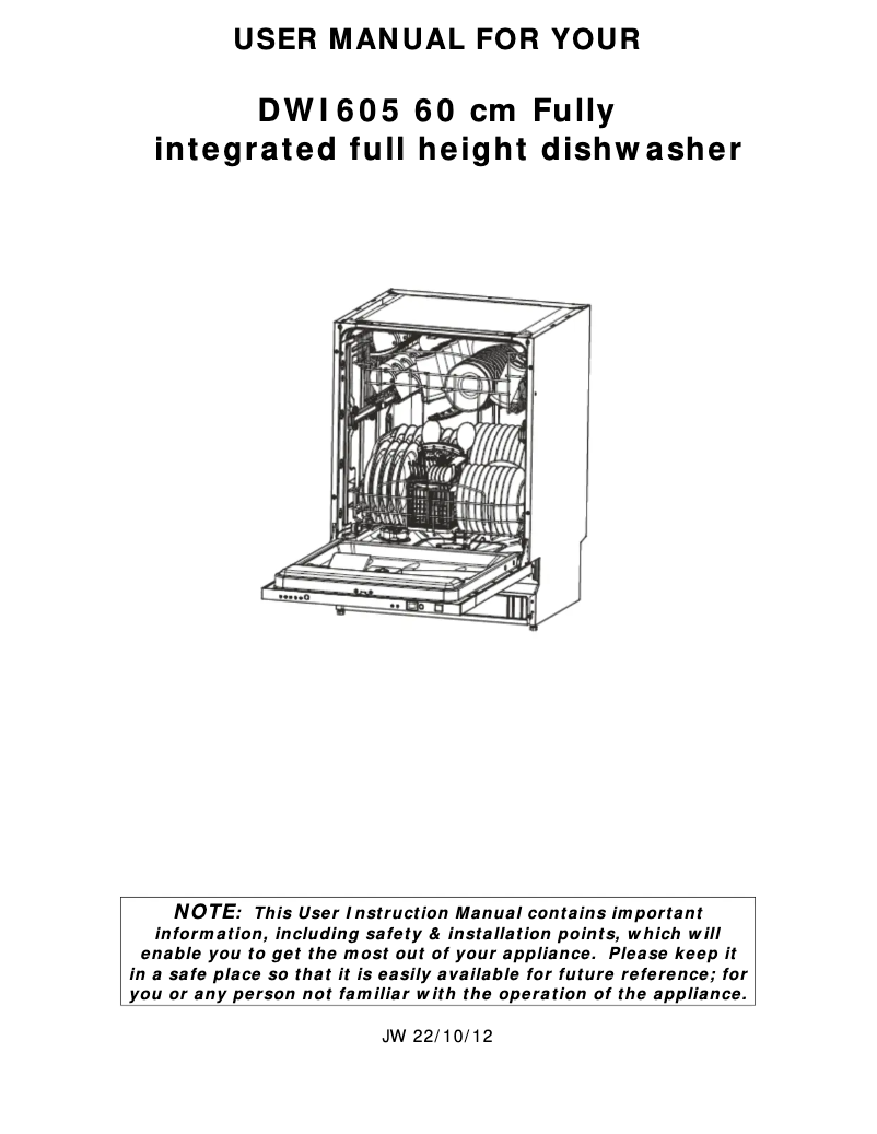 Page 1 de la notice Manuel utilisateur Baumatic DWI605