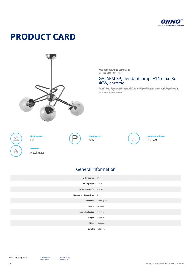 Image de la première page du manuel de l'appareil AD-LD-6214GGE14S