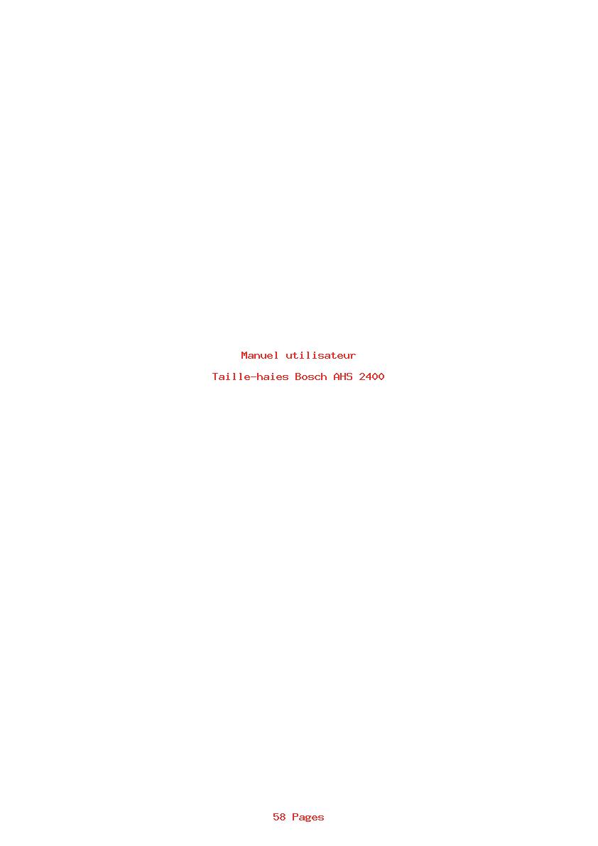 Page 1 de la notice Manuel utilisateur Bosch AHS 2400