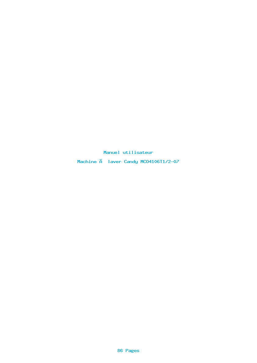 Page 1 de la notice Manuel utilisateur Candy MCO4106T1/2-07