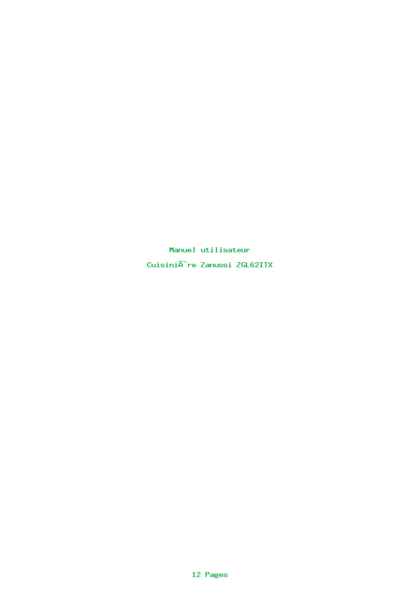 Page 1 de la notice Manuel utilisateur Zanussi ZGL62ITX