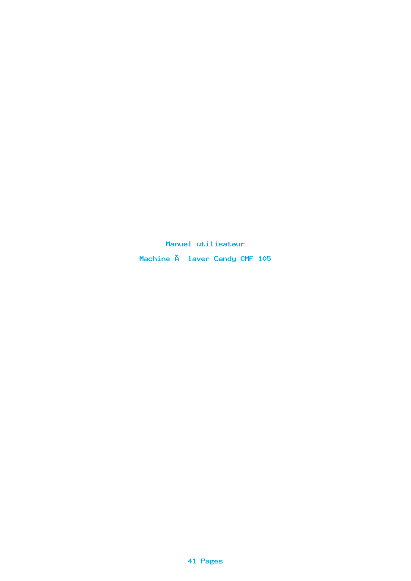 Page 1 de la notice Manuel utilisateur Candy CMF 105