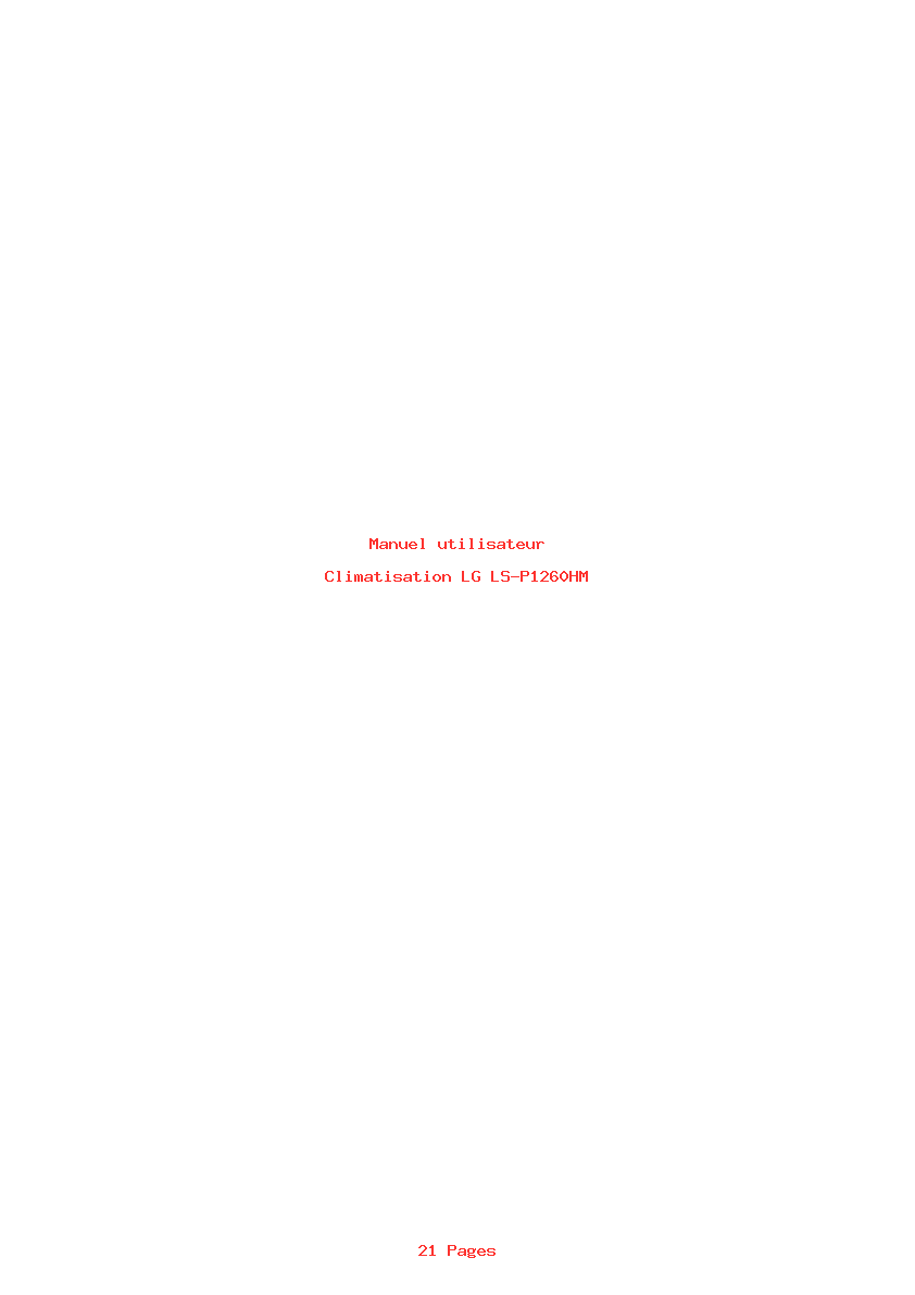 Page 1 de la notice Manuel utilisateur LG LS-P1260HM