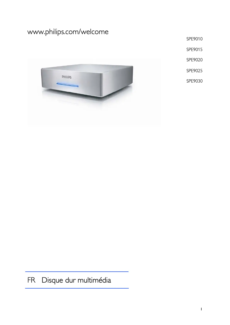 Page 1 de la notice Manuel utilisateur Philips SPE9020