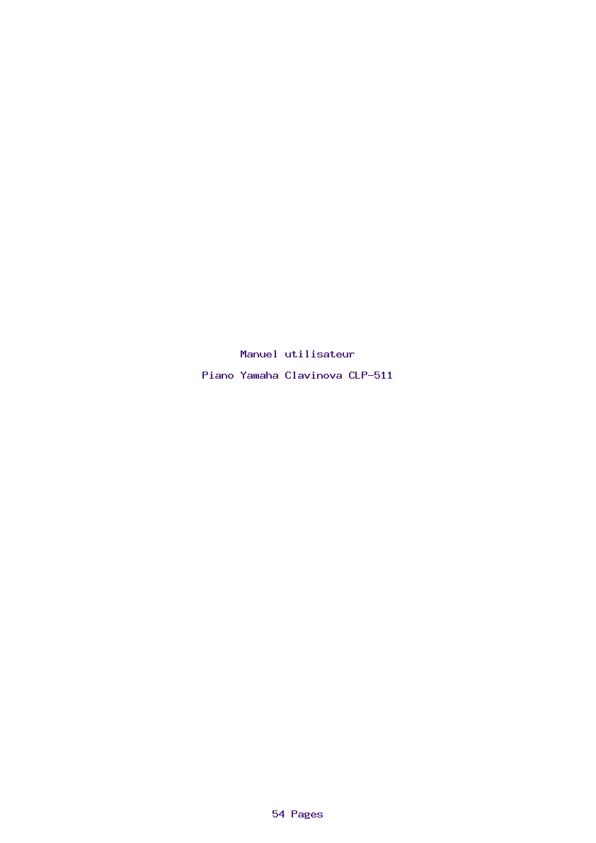Page 1 de la notice Manuel utilisateur Yamaha Clavinova CLP-511
