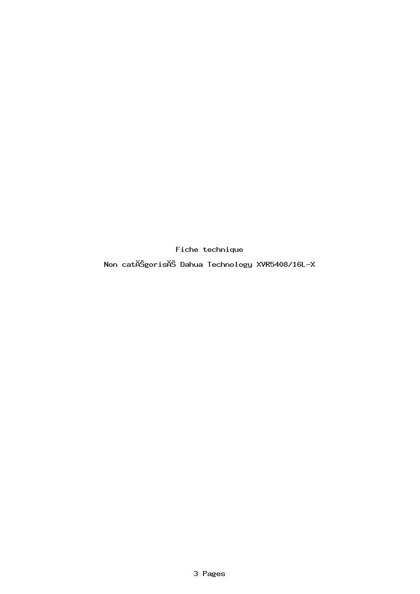 Page 1 de la notice Fiche technique Dahua Technology XVR5408/16L-X
