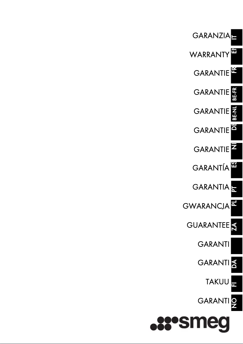 Page 1 de la notice Informations de garantie Smeg SO4401M1X