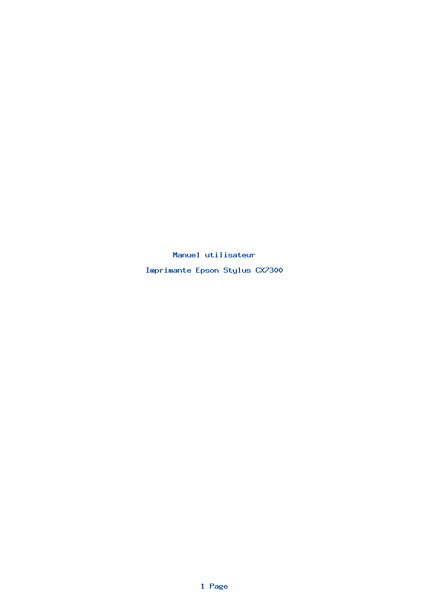 Page 1 de la notice Manuel utilisateur Epson Stylus CX7300