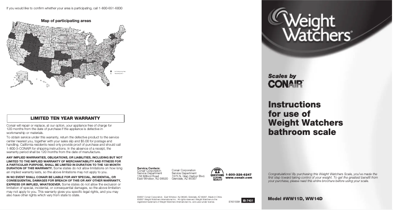 Página 1 del manual Manual de usuario Conair Weight Watchers WW14D