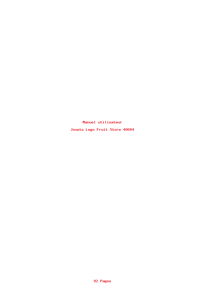 Page 1 de la notice Manuel utilisateur Lego Fruit Store 40684