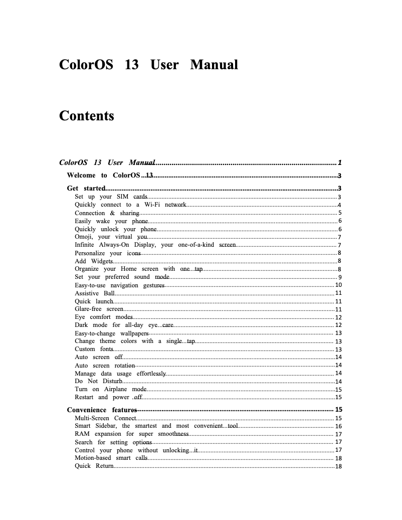Page 1 of the manual User Manual Oppo X7 Ultra