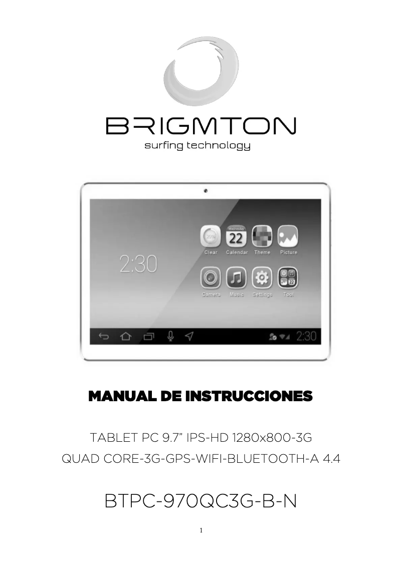 Page 1 de la notice Manuel utilisateur Brigmton BTPC-970QC3G-B