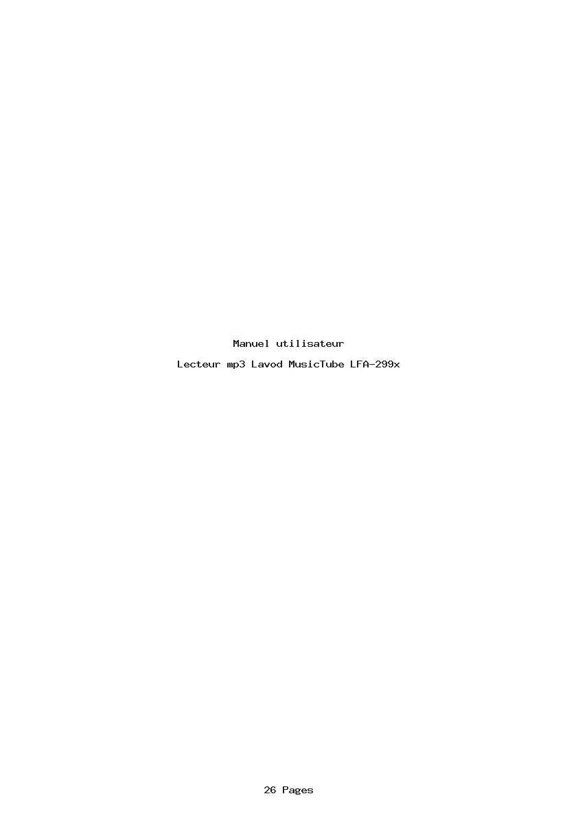 Page 1 de la notice Manuel utilisateur Lavod MusicTube LFA-299x