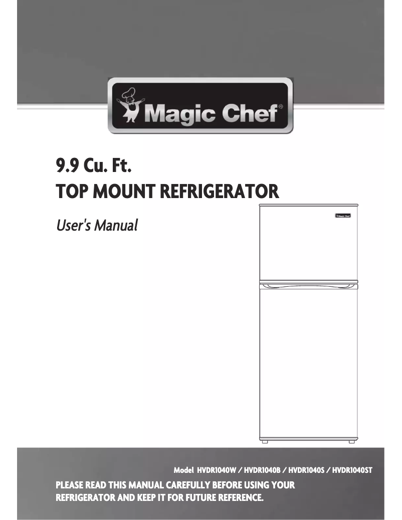 Page 1 of the manual User Manual Magic Chef HVDR1040S