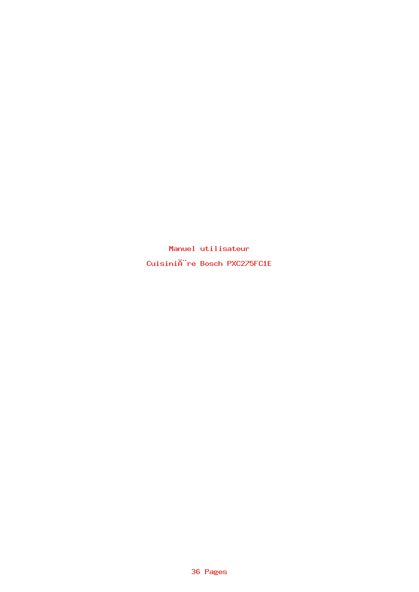 Page 1 de la notice Manuel utilisateur Bosch PXC275FC1E
