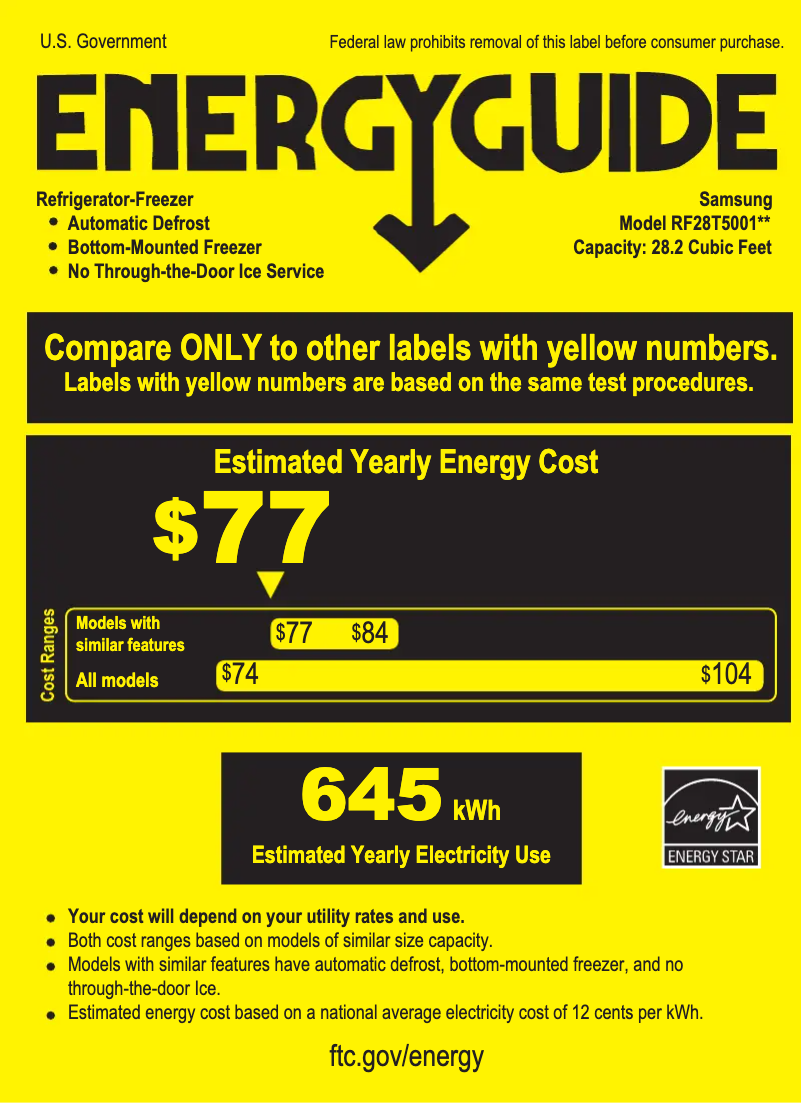 Página 1 del manual Etiqueta energética Samsung RF28T5001WW