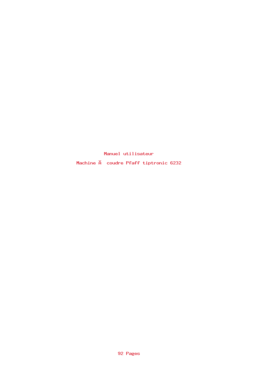 Page 1 de la notice Manuel utilisateur Pfaff tiptronic 6232