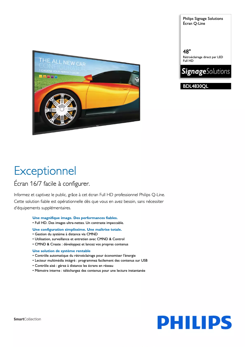 Page n°1 - Fiche technique Philips BDL4830QL