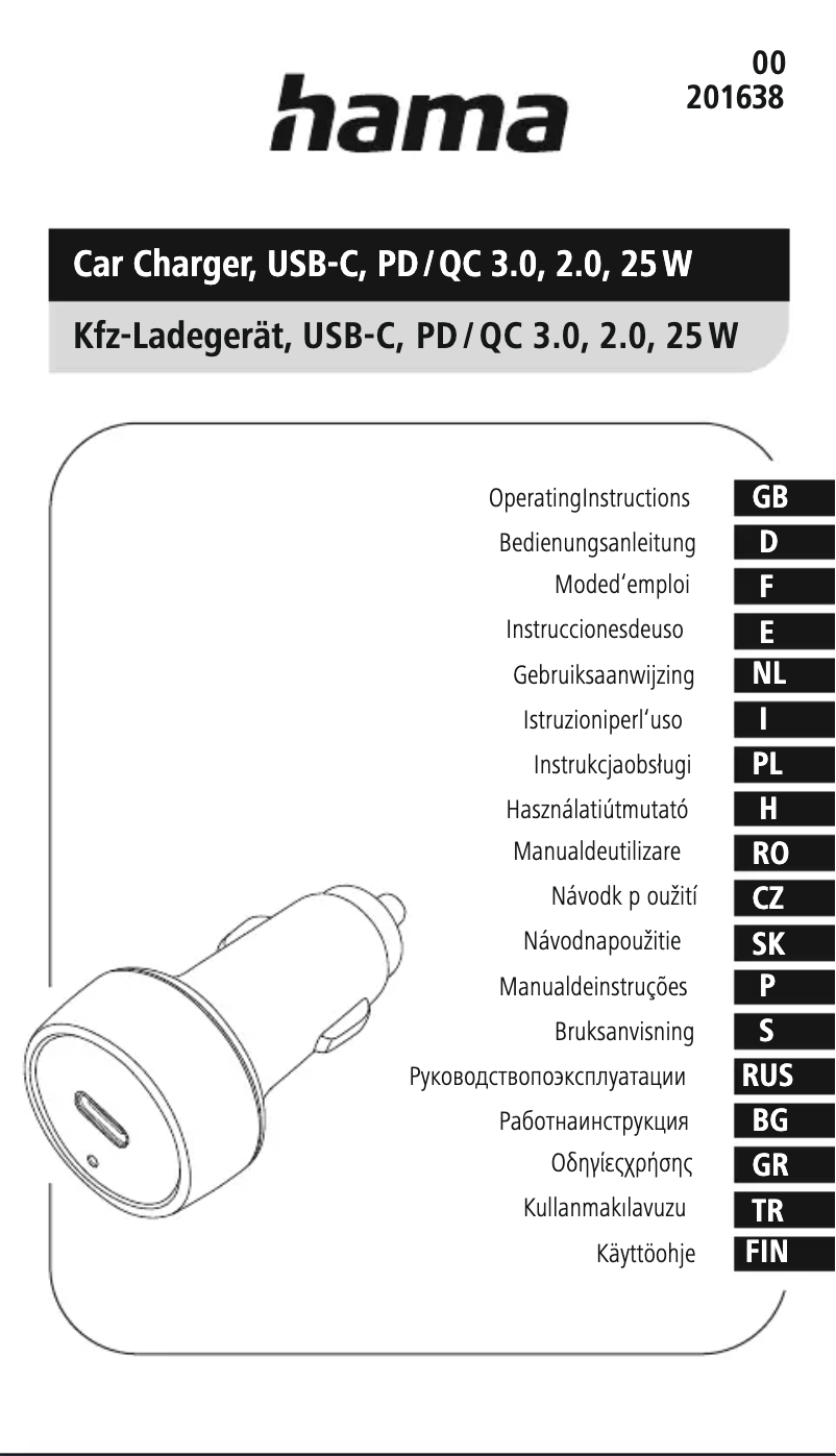 Page 1 de la notice Manuel utilisateur Hama 201638