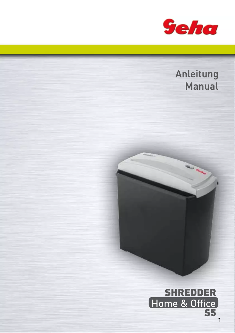 Page 1 de la notice Manuel utilisateur Geha Home & Office S5