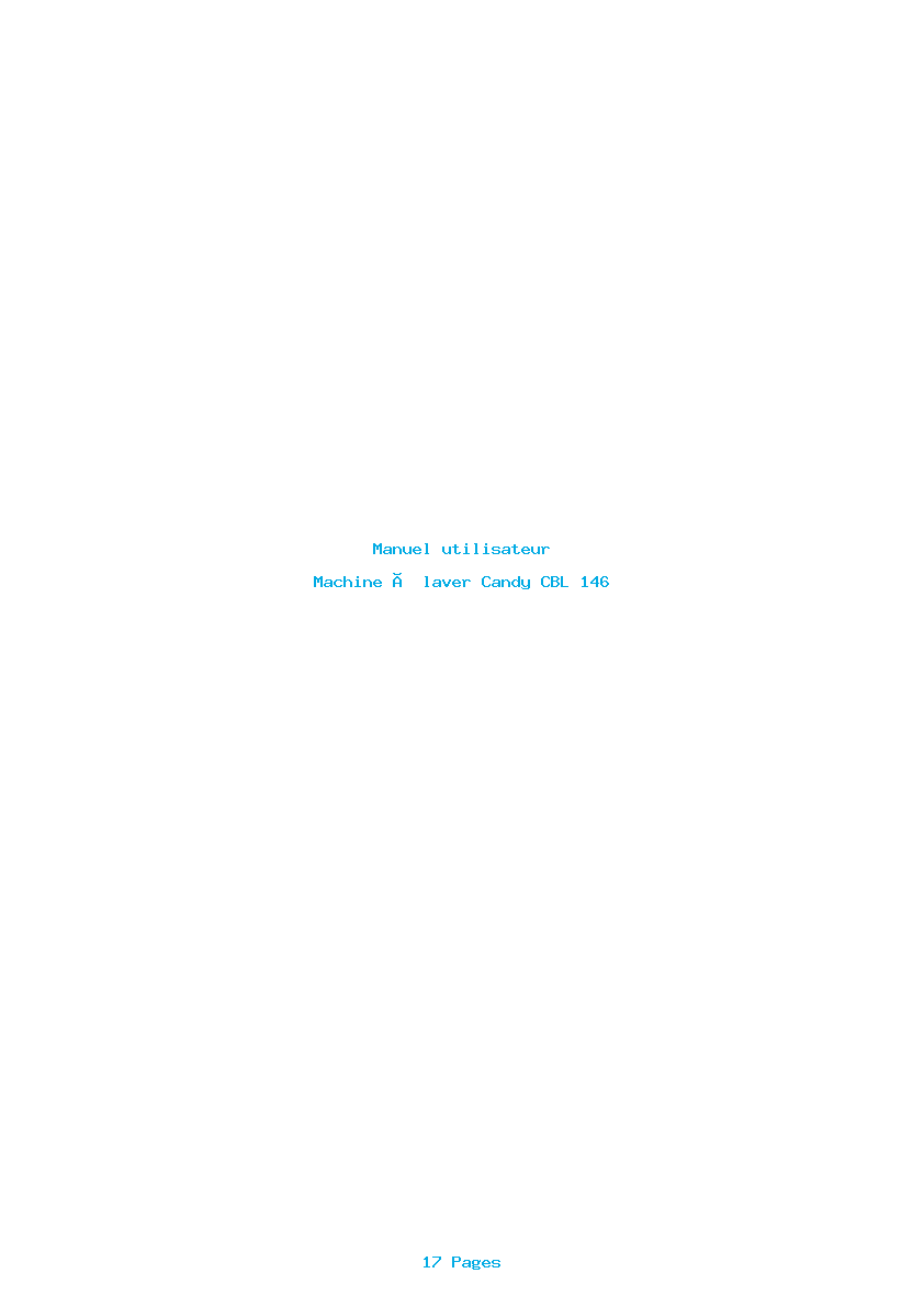 Page 1 de la notice Manuel utilisateur Candy CBL 146