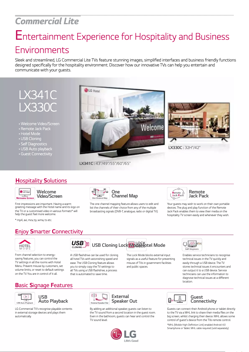 Page 1 de la notice Fiche technique LG 55LX341C