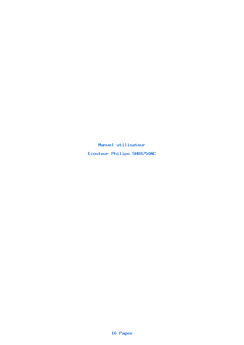 Page 1 de la notice Manuel utilisateur Philips SHB8750NC