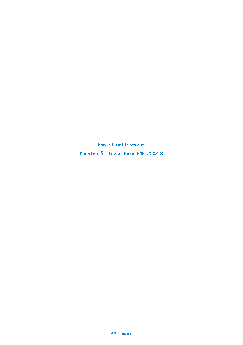 Page 1 de la notice Manuel utilisateur Beko WME 7267 S