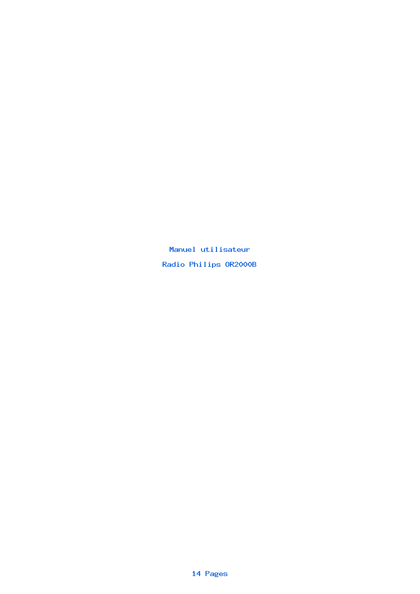 Page 1 de la notice Manuel utilisateur Philips OR2000B