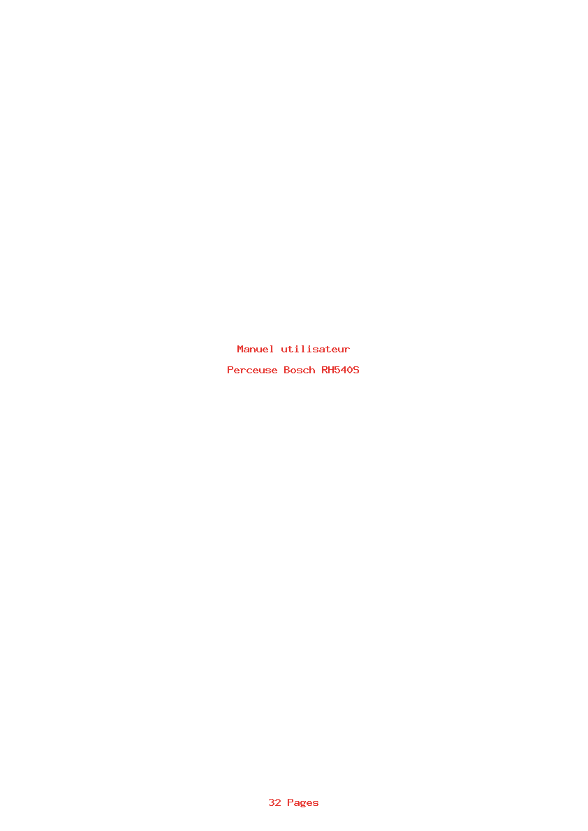 Page 1 de la notice Manuel utilisateur Bosch RH540S